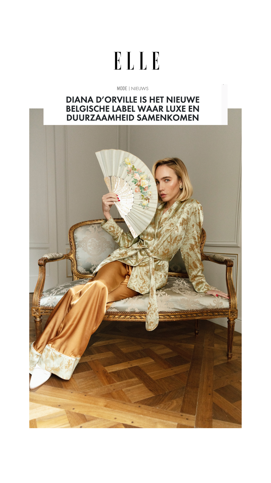 Diana d'Orville luxury silk suits in ELLE Magazine