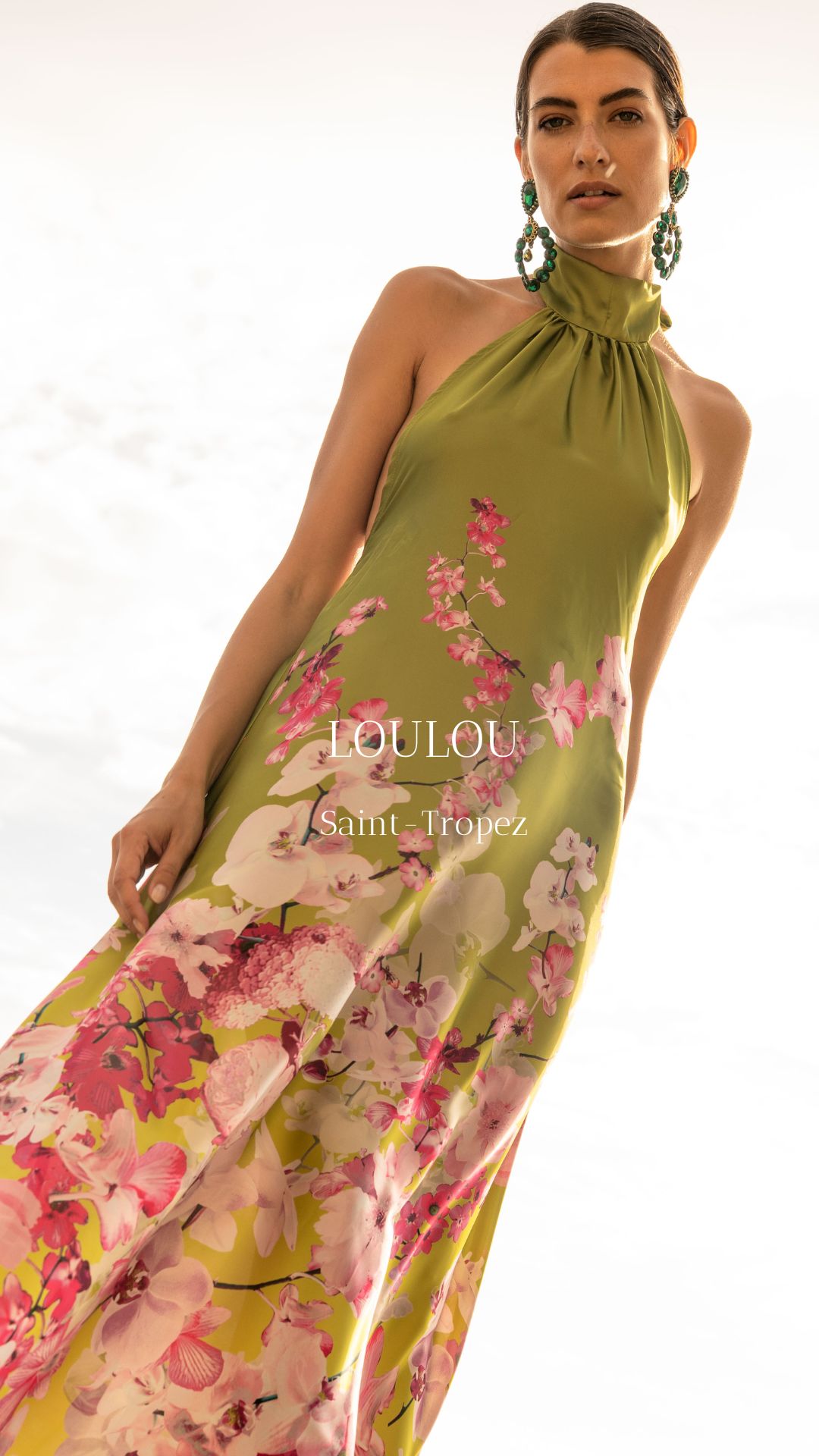 Luxury silk dress with flowers