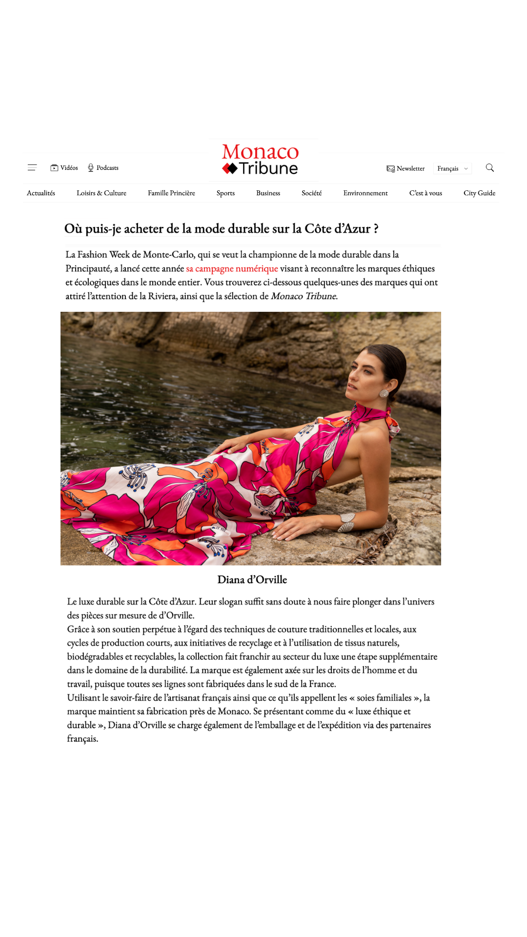 Shop Luxury Fashion brands on the French Riviera Diana d'Orville Couture