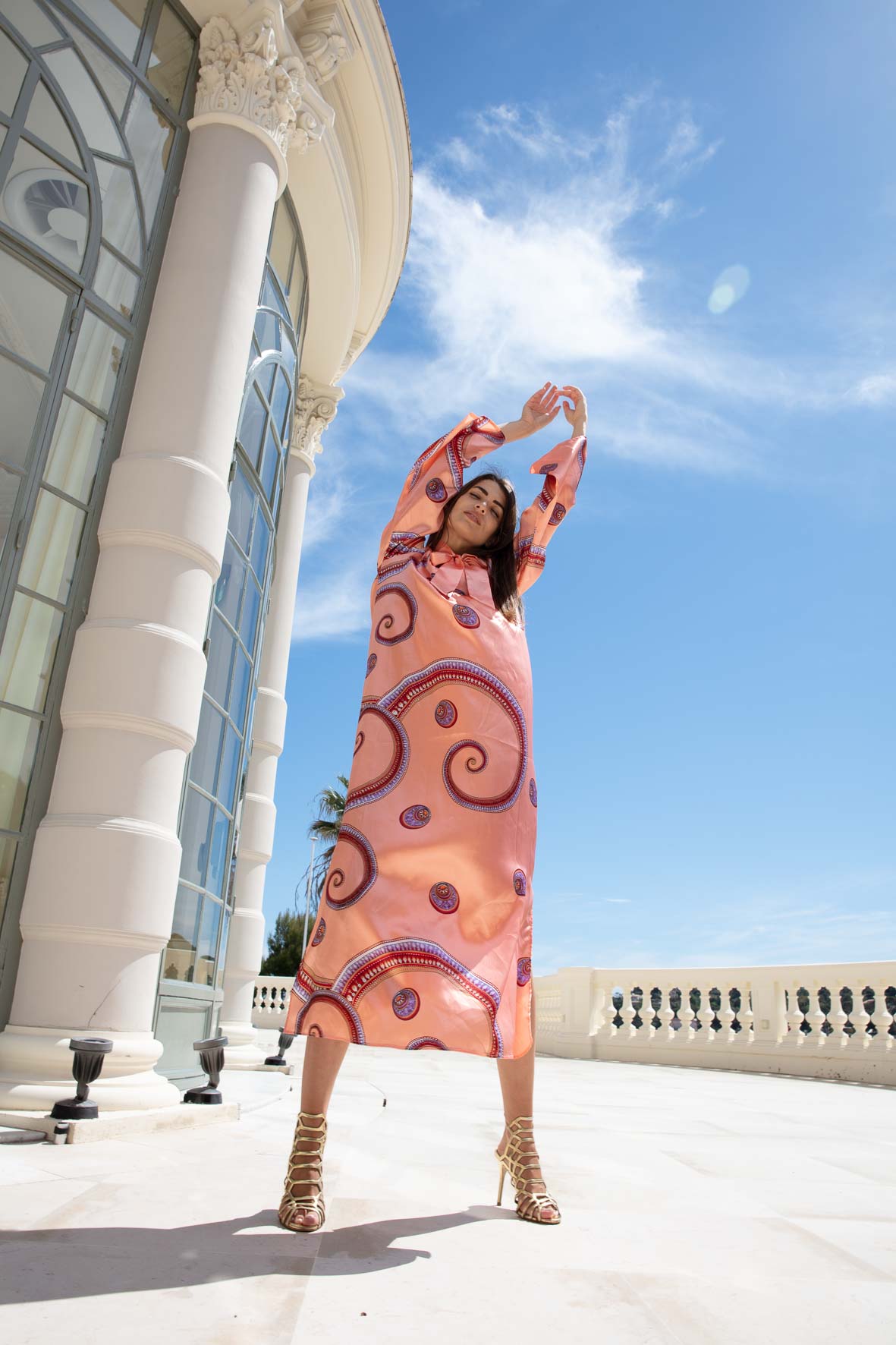 Diana d'Orville Sustainable luxury brand - printed silk luxury caftan